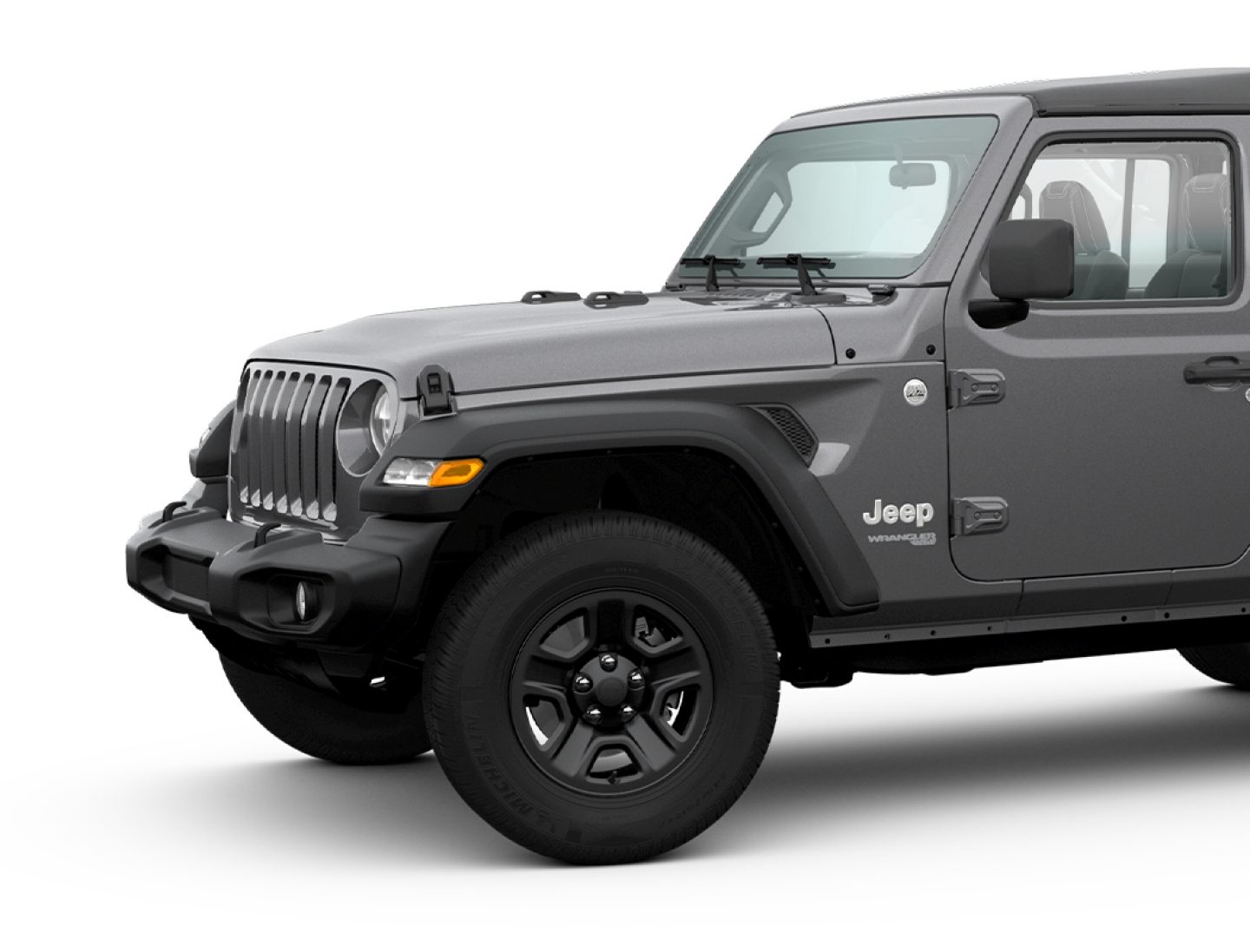 A 2020 Jeep Wrangler Sport with 17-inch black steel styled wheels.